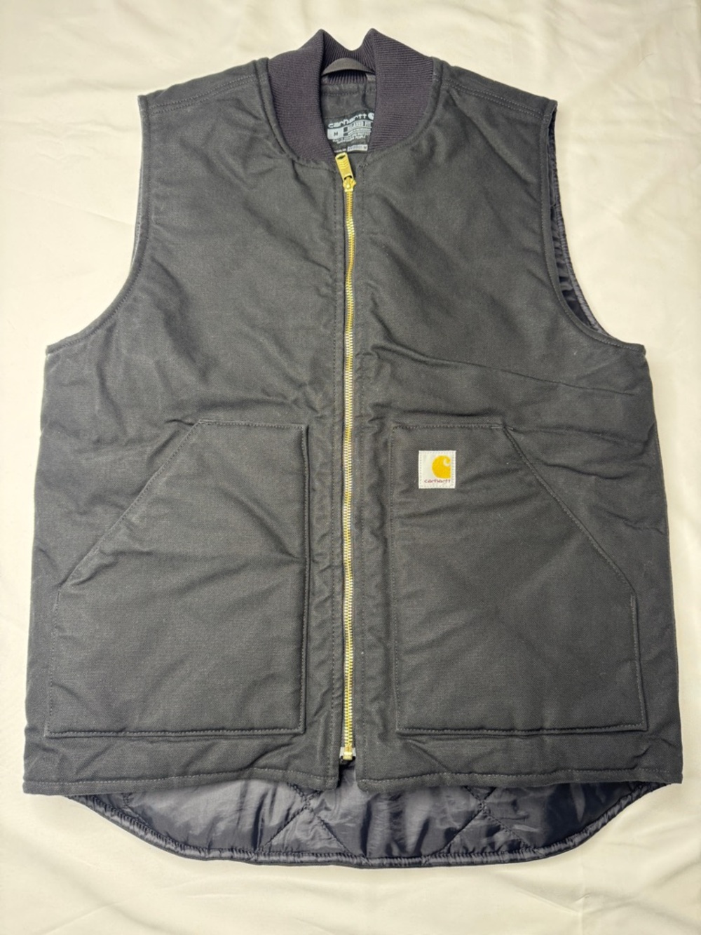 Carhartt OV0001 Duck Insulated Rib Collar Vest Relaxed Fit Black Size M